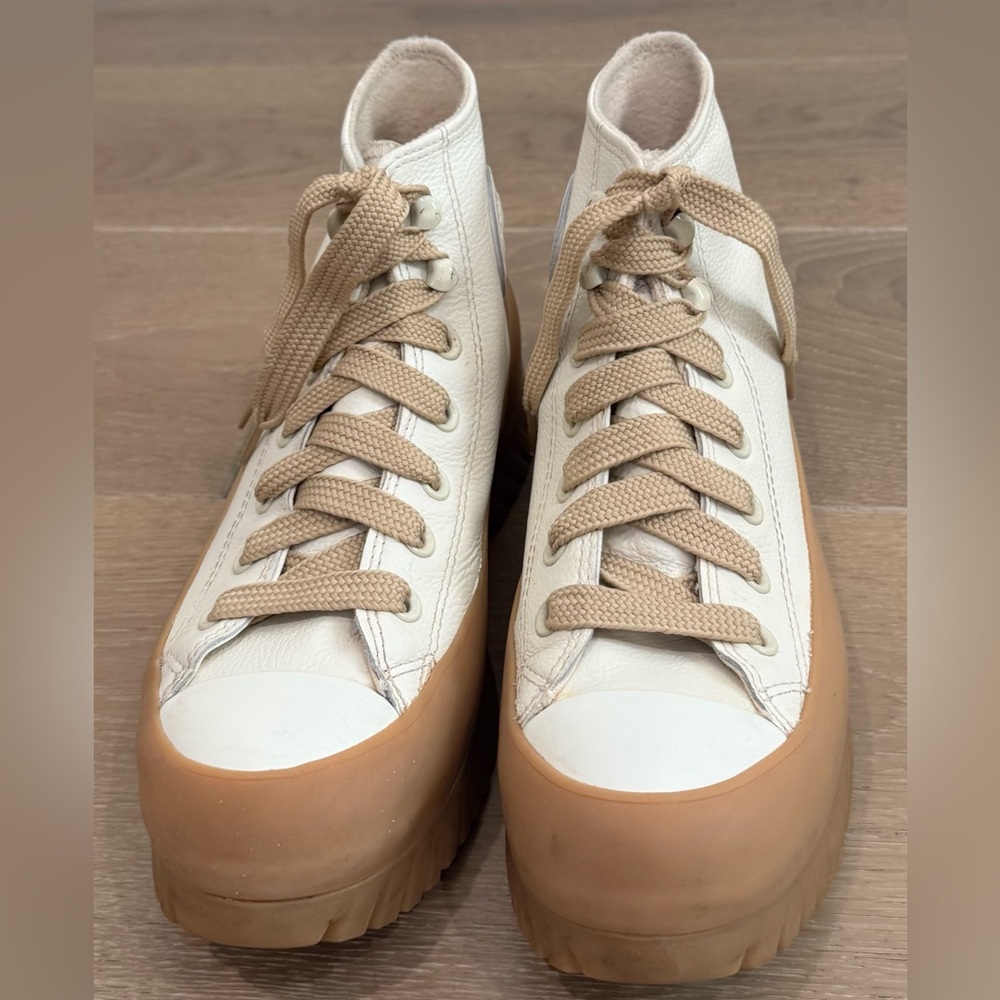 Converse Women's Cream and Tan Platform Sneakers